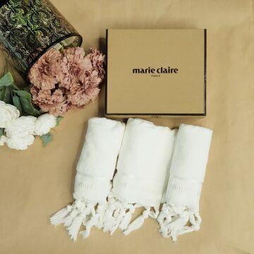 Marie Claire Terra Saçak Bağlama 3'Lü El Havlusu Kırık Beyaz