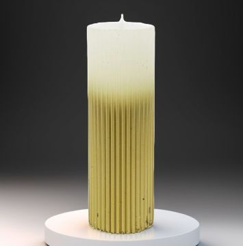 Gold Beyaz Sütun Mum 15cm