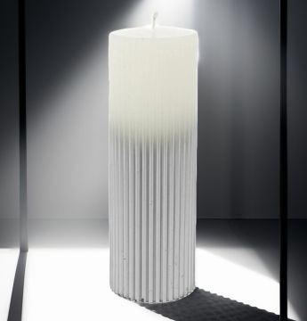 Gümüş Beyaz Sütun Mum 15cm