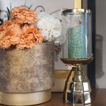 Gold Emery Camlı Mumluk 12x30cm