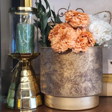 Gold Emery Camlı Mumluk 13x33cm