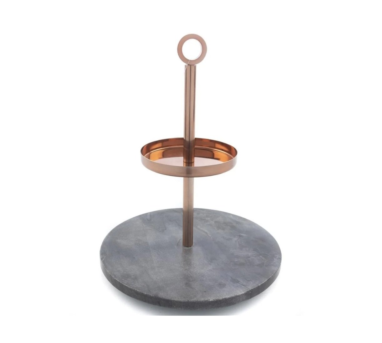 Bronz Siyah Mermer Çelik 2 Katlı Servis 26x13x32cm