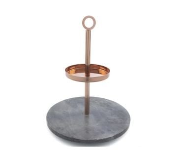 Bronz Siyah Mermer Çelik 2 Katlı Servis 26x13x32cm